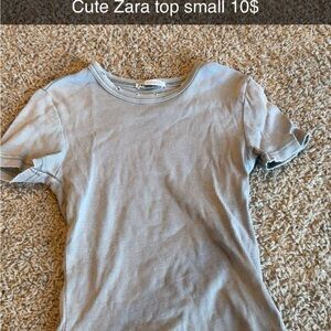 Zara Light Gray Ribbed Tee
